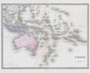 1849 Large Map OCEANIE Australia New Zealand China Sea Asia (GMG10)