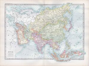 1912 Antique Map ASIA REGIONAL Siberia Pacific Ocean (BWM4-40)