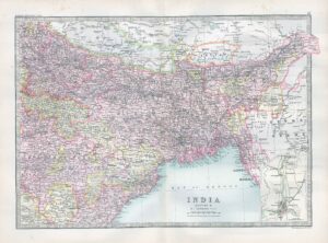 1912 Antique Map INDIA Upper Burma Bhutan Calcutta(BWM4-46)