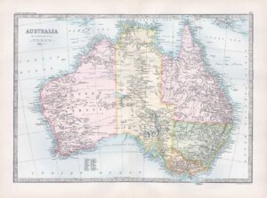 1912 Antique Map AUSTRALIA Arufura Timor Coral Seas Indian Ocean (BWM4-80)