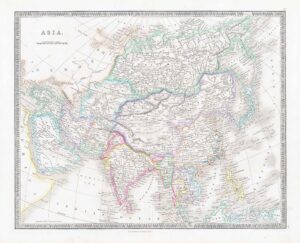 1850 ASIA World Original Antique Map by Henry Teesdale (TNGA-22)