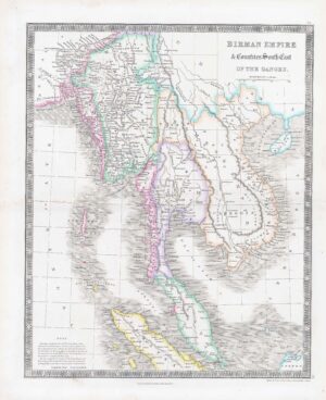 1850 BIRMAN EMPIRE World Original Antique Map by Henry Teesdale (TNGA-26)
