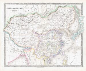 1850 CHINA JAPAN World Original Antique Map by Henry Teesdale (TNGA-27)