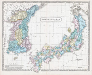 1851 Large Antique Map of KOREA COREA & JAPAN Asia by George Philips (GPM45)