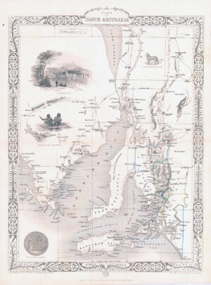 1850 Antique map PART OF SOUTH AUSTRALIA by Tallis Adelaide (LM33-19)