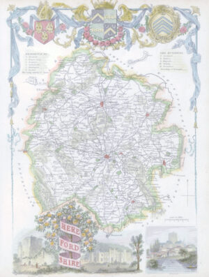 1840 Original Antique Map of HEREFORDSHIRE by Thomas Moule (SM5-6)