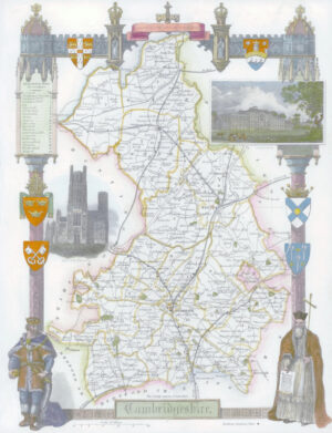 1840 Original Antique Map of CAMBRIDGESHIRE by Thomas Moule (SM5-10)