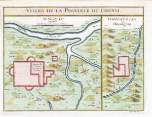 1764 Antique Map VILLES DE LA PROVINCE DE CHENSI  Shanxi Province China