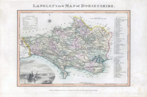 1817 Original Antique LANGLEY'S NEW MAP OF DORSETSHIRE DORSET Belch (LNM7)