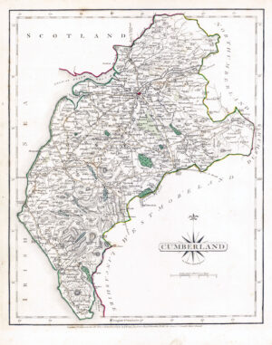 1787 Original Antique Map of CUMBERLAND by John Cary (CSM4/7)