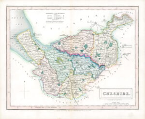 1830 Original Antique Map CHESHIRE by Chapman Hall