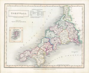 1830 Original Antique Map CORNWALL by Chapman Hall