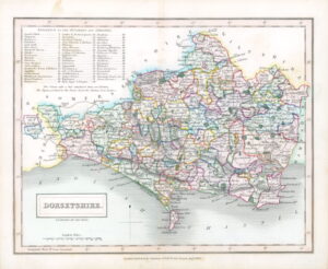 1830 Original Antique Map DORSET DORSETSHIRE by Chapman Hall