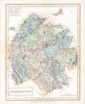 1830 Original Antique Map HEREFORDSHIRE by Chapman Hall