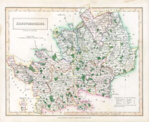 1830 Original Antique County Map of HERTFORDSHIRE by Chapman Hall