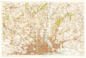 1912 Large antique folding map NORTH LONDON Essex Hertfordshire Middlesex (LM70)