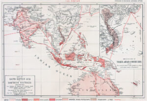 1883 Large antique map SOUTH EASTERN ASIA AUSTRALIA ANNAM COCHIN TONQUIN