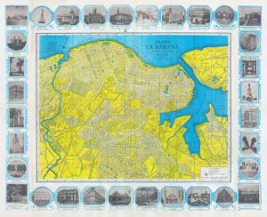 c1950 Original Vintage Bilingual Map of HAVANA Habana CUBA Francisco Rojo Garcia