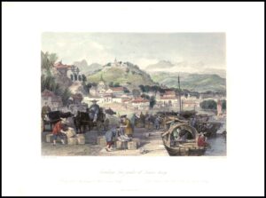 1843 Antique Print China LOADING TEA JUNKS AT TSEEN-TANG Thomas Allom (AC6-7)