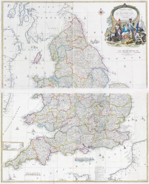 1794 Original Antique Huge 4 Sheet Map ENGLAND & WALES John Rocque