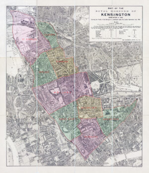 1909 Original Antique MAP OF THE ROYAL BOROUGH OF KENSINGTON LONDON