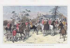 1874 Large antique print THE QUORN HOUNDS Brooksby Melton Hunting