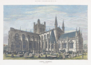 1881 Large original antique print CHESTER CATHEDRAL Cheshire