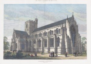 1880 Large original antique print CARLISLE CATHEDRAL Cumbria