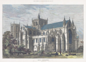 1882 Large original Antique print RIPON CATHEDRAL YORKSHIRE