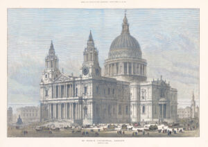 1883 Large original antique print ST PAUL'S CATHEDRAL London