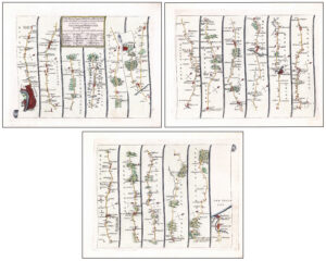1719 Set of 3 Antique Road Maps LONDON TO ABERYSTWYTH Wales Oxfordshire Senex