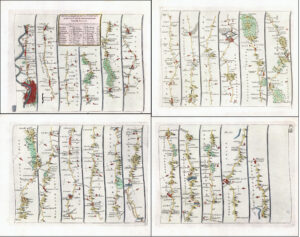 1719 Set 4 Antique Road Maps LONDON TO ST DAVIDS Wales Gloucestershire Senex