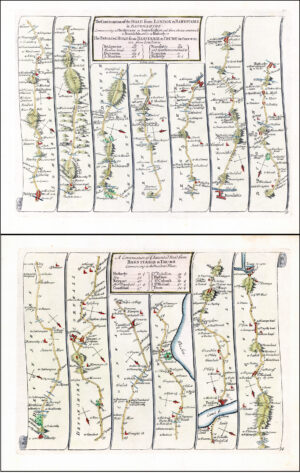 1719 Set 2 Antique Road Maps LONDON TO BARNSTABLE TRURO Devon Cornwall Senex