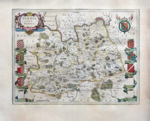 1659 Original Map of SURREY SURRIA by Blaeu Rare Spanish Edition (EB)
