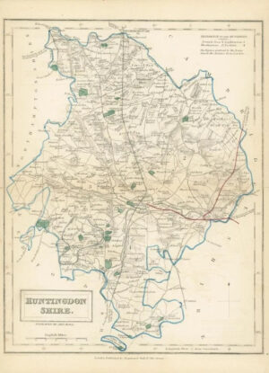 c1820 - Antique Map HUNTINGDONSHIRE Chapman Hall outline hand colour (CP8-M)