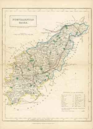 c1820 - Antique Map NORTHAMPTONSHIRE  Chapman Hall outline hand colour (CP18-M)