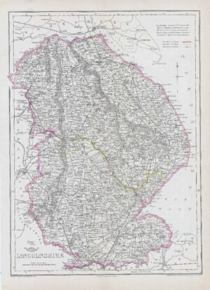 1863 Large Antique Map LINCOLNSHIRE by Edward Weller (DA95)