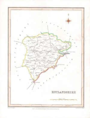 1840 Original Antique Map of RUTLANDSHIRE Rutland by Lewis (LSM56)