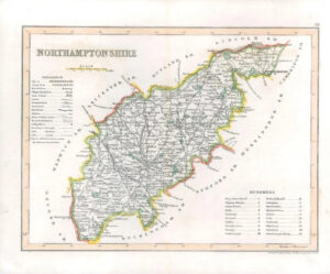 c1845 Antique Map of NORTHAMPTONSHIRE by J Archer (LSM35)