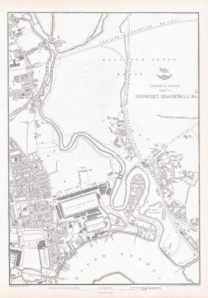 1863 Map SUBURBS OF LONDON Sheet 3 BROMLEY BLACKWELL & c Edward Weller (DA130)