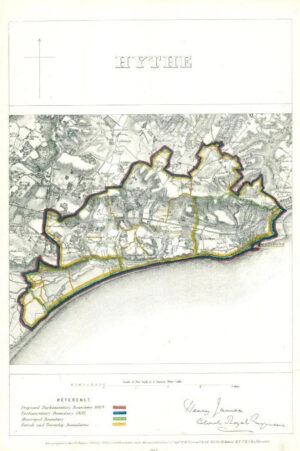 1868 Kent Boundary Commission Ordnance MAP PLAN of HYTHE (BC80)