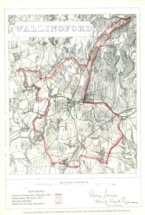 1868 Oxfordshire Boundary Commission Ordnance MAP PLAN of WALLINGFORD (BC173)