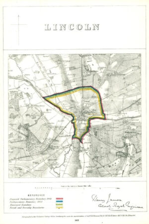1868 Lincolnshire Boundary Commission Ordnance MAP PLAN of LINCOLN (BC94)