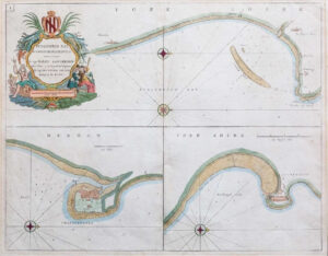 1689 SEA CHART Map BURLINGTON BAY Scarborough Hartlepool Greenville Collins (b)