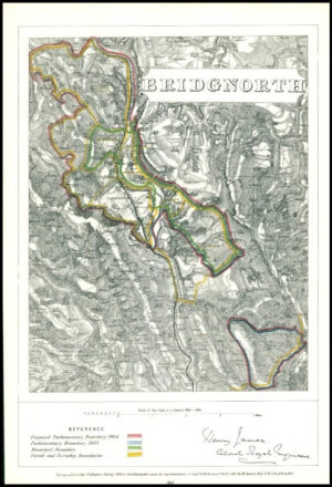 1868 Shropshire Boundary Commission Ordnance MAP PLAN of BRIDGNORTH (BC21)