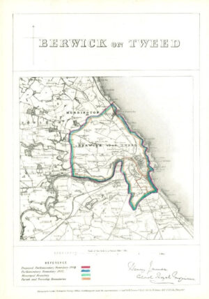 1868 Northumberland Boundary Commission Ordnance MAP of BERWICK ON TWEED (BC10)