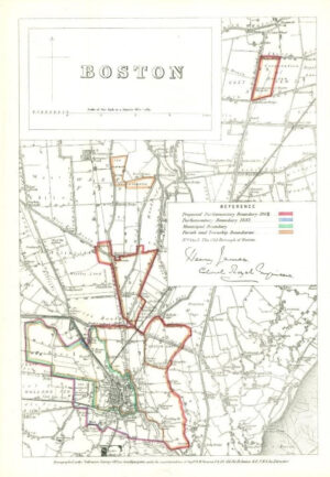 1868 Lincolnshire Boundary Commission Ordnance MAP PLAN of BOSTON (BC18)