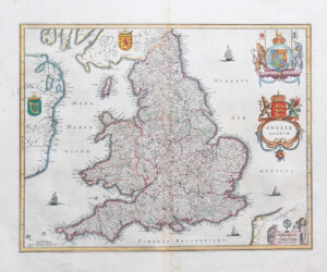 1646 - ANGLIA REGNUM England & Wales Map by Jan Jansson after Blaeu (LM10)