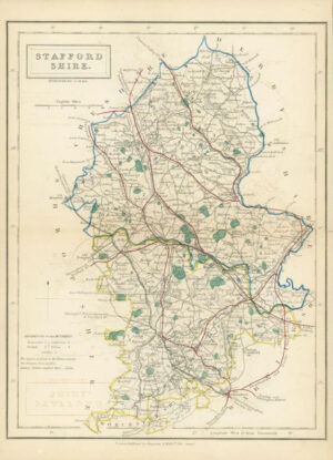 c1820 - Antique Map STAFFORDSHIRE  Chapman Hall outline hand colour (CP11-M)