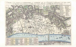 1739 PLAN CITY & LIBERTIES OF LONDON CONFLAGRATION 1666 Great Fire Map (ML2/4)